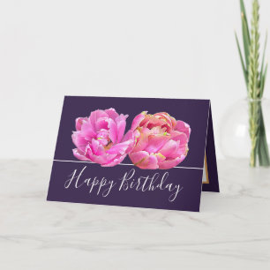 Cartão Belo Tulipa Rosa Bonito Buquê Floral Aniversário