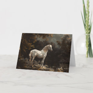 Cartão Belo Vazio de pintura a óleo de cavalo branco