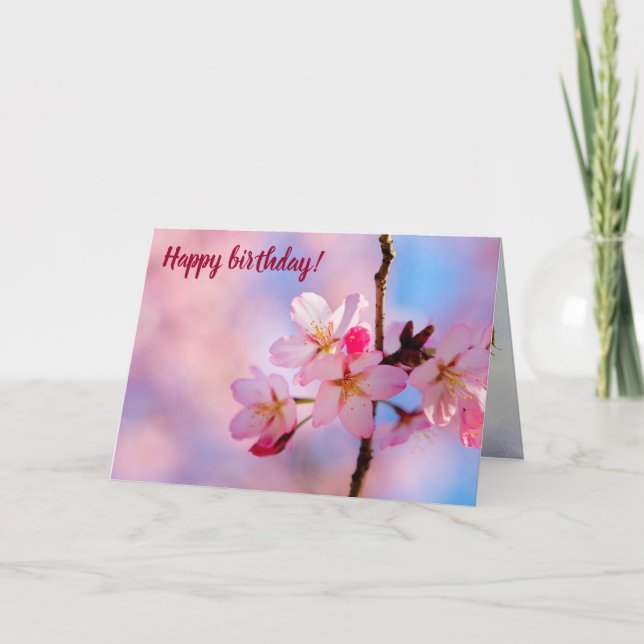 Cartão Belos Flores Sakura Em Um Turno Vertical (Frente)