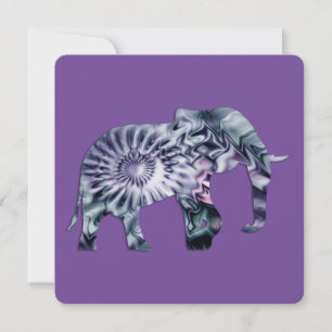 Cartão Bem-Estar Animal - Silhueta Elefante Fractal 2