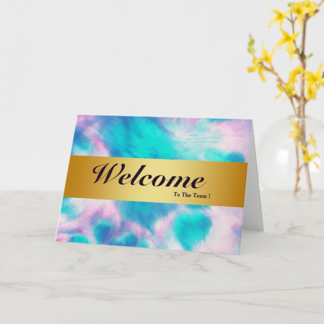 Cartão Bem-Vindo À Placa Dourada Mínima Da Equipe (Flor Amarela)