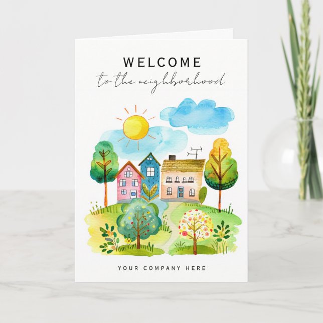 Cartão Bem-vindo ao Bairro Adicionar Logotipo Realty (Frente)
