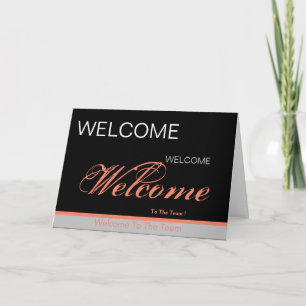 Cartão Bem-Vindo Ao Crachá Azul Da Cinza Da Equipe