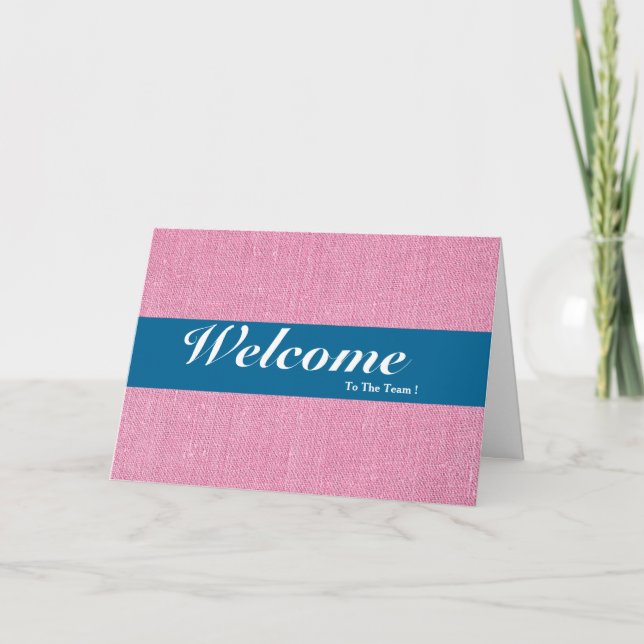 Cartão Bem-Vindo Ao Crachá Azul Mínimo Da Equipe (Frente)