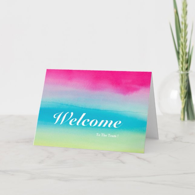 Cartão Bem-Vindo Ao Fundo Azul Da Equipe (Frente)