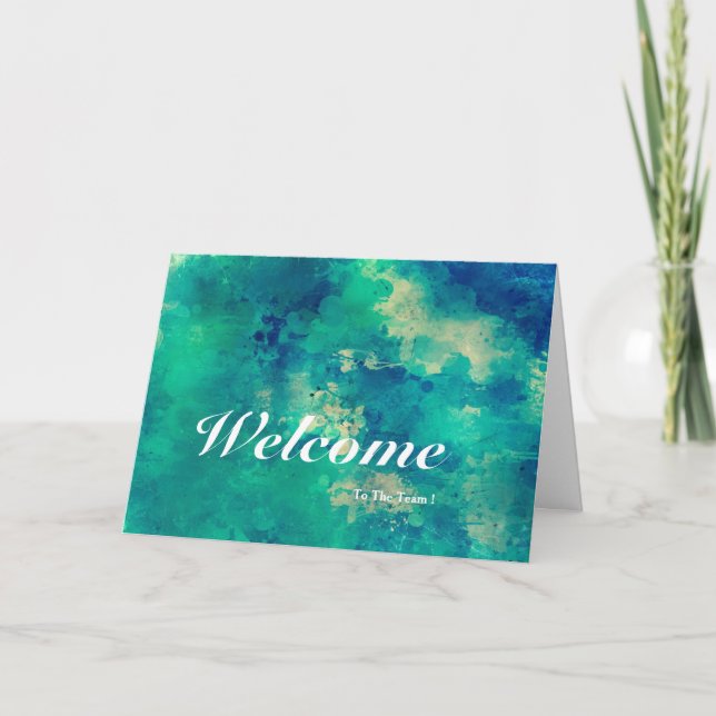 Cartão Bem-Vindo Ao Fundo Azul Da Equipe (Frente)