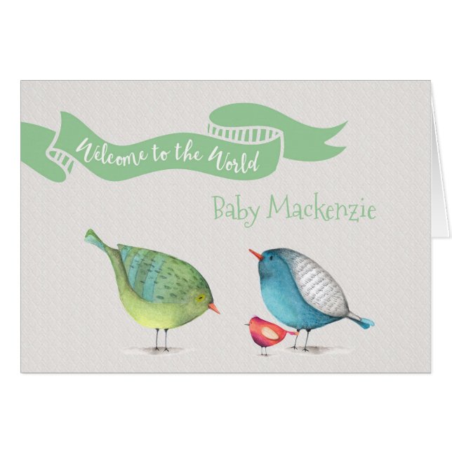 Cartão Bem-vindo ao nome personalizado do World New Baby (Frente Horizontal)