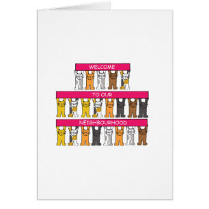 Cartão Bem-vindo ao nosso bairro, Gatos de Cartoon