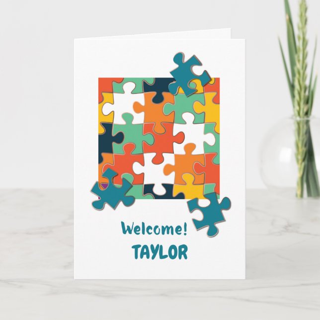 Cartão Bem-vindo ao Quebra-cabeça de Equipe (Frente)