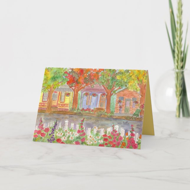 Cartão Bem-Vindo Às Casas Vizinhas Cerca De Picket (Frente)