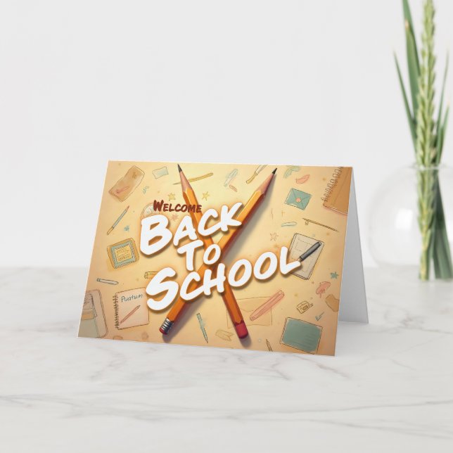 Cartão Bem-vindo de Volta à Escola – Design de Arte com L (Frente)