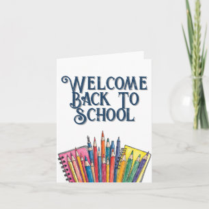 Cartão Bem-vindo de volta à escola - Início Colorido