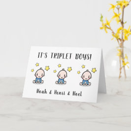 Cartão bem-vindos, parabéns no seu triplete.