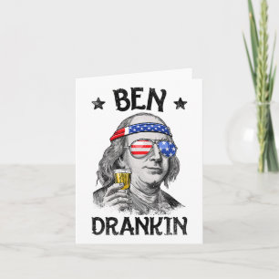 Cartão Ben Drankin 4 de Julho Benjamin Franklin Homens Mu