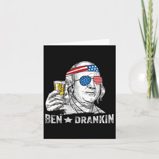 Cartão Ben Drankin - Benjamin Franklin Bebendo Cerveja -  (Frente)