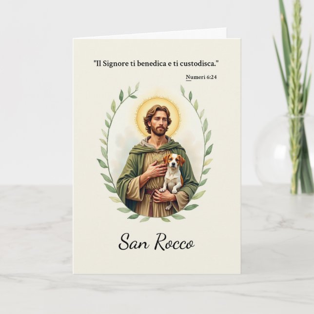Cartão Bênção da Escritura Religiosa Italiana do santo Ro (Frente)
