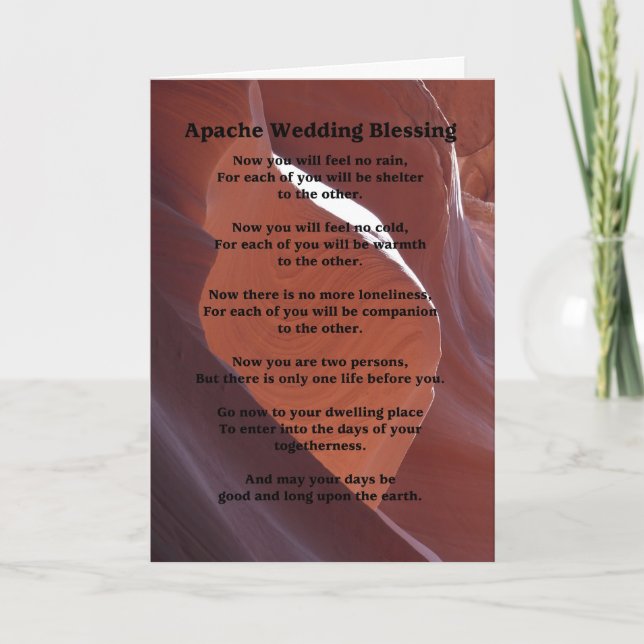 Cartão Bênção de Casamento Apache Não Sente Saudação De C (Frente)