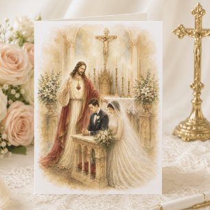 Cartão Bênção de Casamento Católico Jesus Relíquia