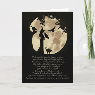 Cartão Bênção de Mabon no Equinócio de Outono com Bruxa
