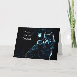 Cartão Bênção do Solstício de Inverno Yule com Coruja e L