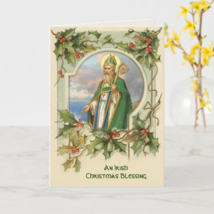 Cartão Bênção Irlandesa do Natal Vintage St. Patrick