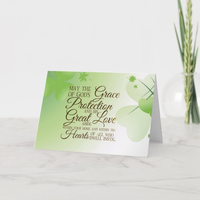 Cartão Bênção Irlandesa Que a Graça da Proteção de Deus (Frente)