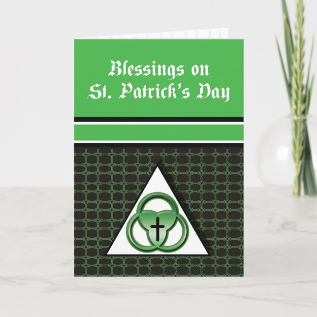 Cartão Bênção no Dia de Patrick, Santa Trindade, Verde (Frente)