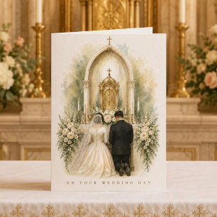 Cartão Bênçãos Católicas no Dia do Casamento Relíquia