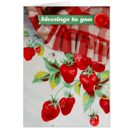 Cartão Bênçãos da morango do vintage - "bênçãos a você "