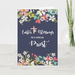 Cartão Bênçãos da Páscoa da Priest das flores do Cris