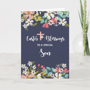 Cartão Bênçãos da Páscoa do Risen Cristo Flores