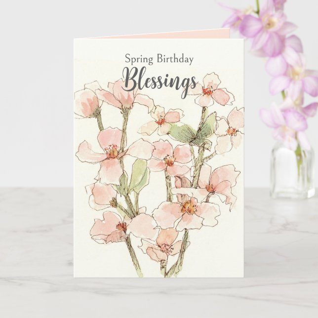Cartão Bênçãos de Aniversário de Primavera Flores de Dogw (Orquídea)