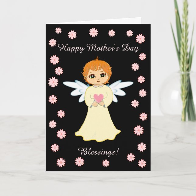 Cartão Bênçãos de Anjo no Dia das Mães (Frente)