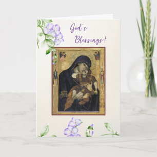 Cartão Bênçãos de Deus Theotokos Aniversário do Menino Je