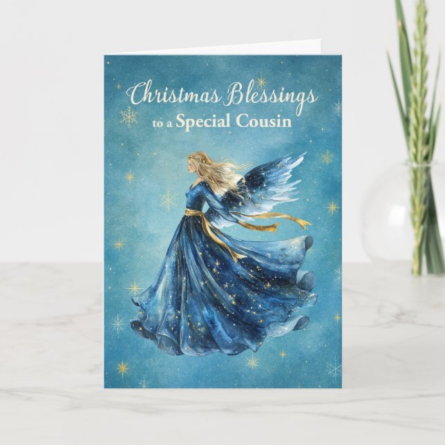 Cartão Bênçãos de Natal do Primo Anjo da Luz (Frente)