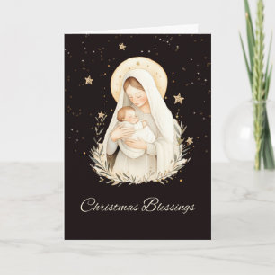 Cartão Bênçãos de Natal Madona e Menino Creme Suave