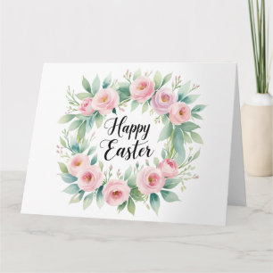 Cartão Bênçãos de páscoa - Cor de Água Cruzada Floral Gre