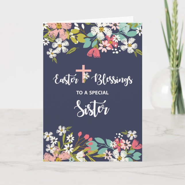Cartão Bênçãos de Páscoa Sister das Flores de Cristo Rise (Frente)