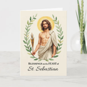 Cartão Bênçãos do Dia da Festa de São Sebastião Coroa de