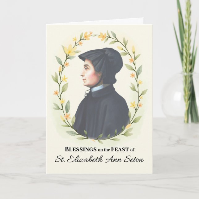 Cartão Bênçãos do Dia de São Elizabeth Ann Seton (Frente)