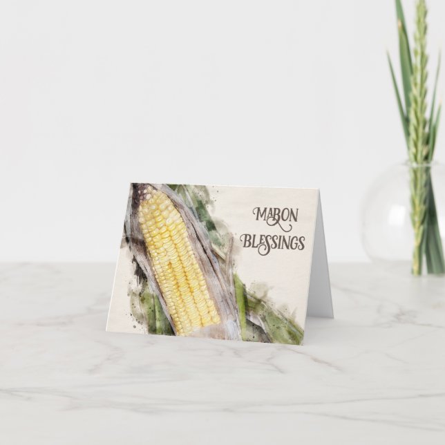 Cartão Bênçãos do Mabon Aquarela Milho (Frente)