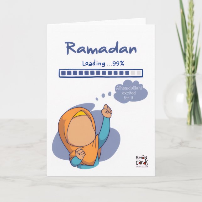 Cartão Bênçãos do Ramadão - Garota Fofa (Frente)
