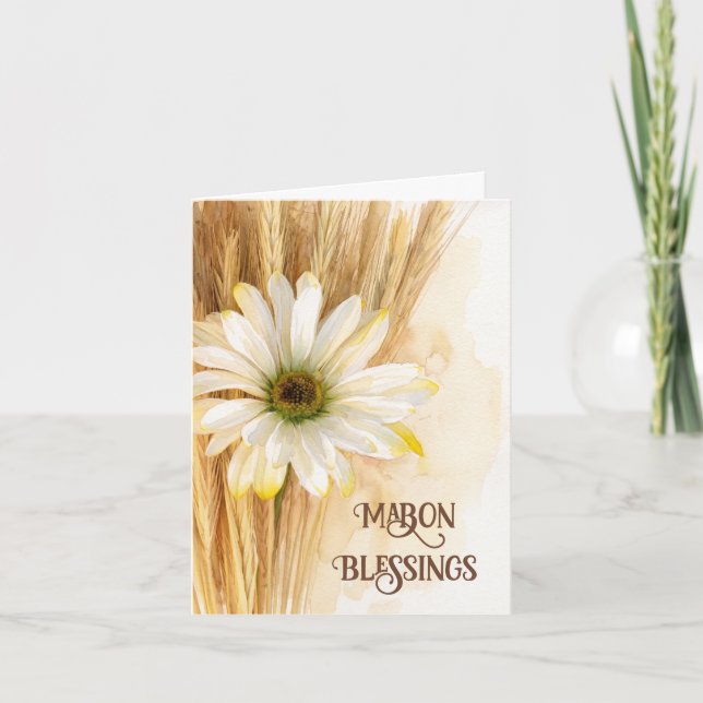 Cartão Bênçãos Mabon de Grãos de Trigo Seco Flor de Marga (Frente)