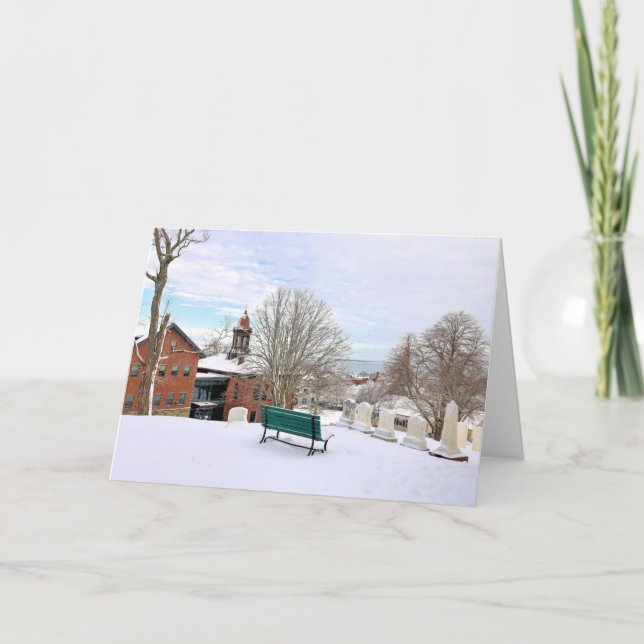 Cartão Bench com vista de Burial Hill (Frente)