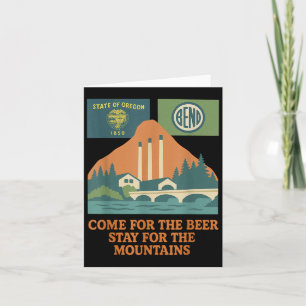 Cartão Bend Oregon Retro-vintage Mounains & Beer For