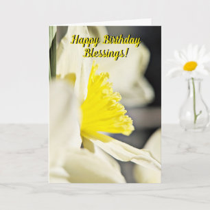 Cartão Bendições de Aniversário Narciso Amarelo Personali