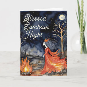 Cartão Bendito Samhain Night Halloween Fire Queen