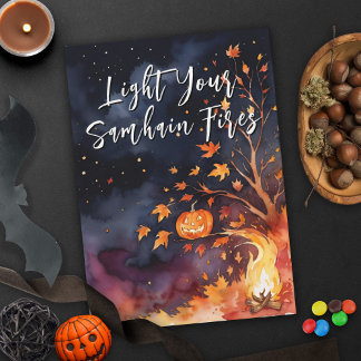 Cartão Bendito Samhain Night Halloween Pumpkins Fall
