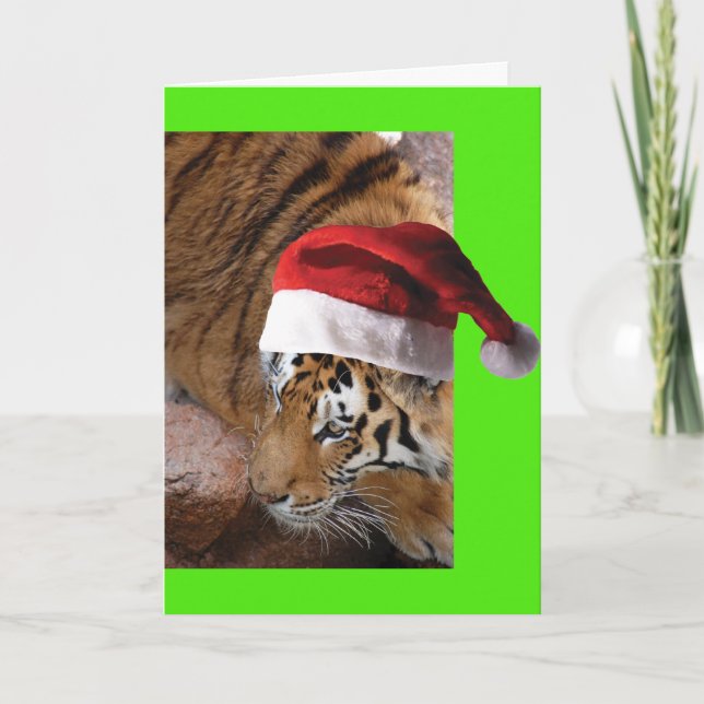 Cartão Bengal Tiger Santa Claus (Frente)