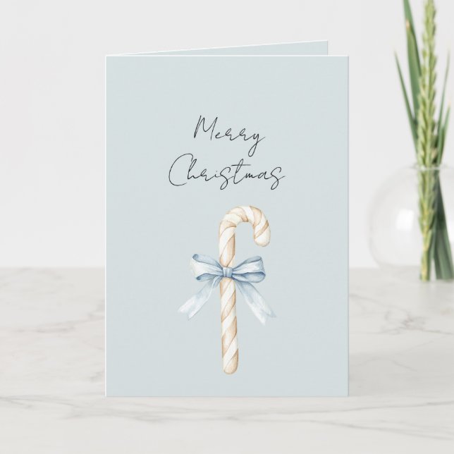 Cartão Bengalas de Doces de Creme Arco Azul Natal (Frente)